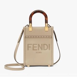 FENDI Mini Sunshine Shopper, Dove-gray leather mini-bag